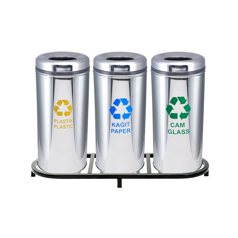 Paslanmaz Sıfır Atık Geri Dönüşüm Standı - 1004B