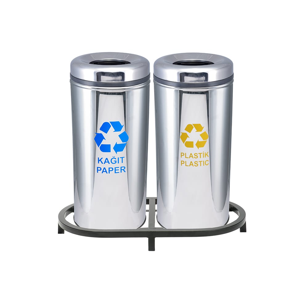 Paslanmaz Sıfır Atık Geri Dönüşüm Standı - 1004C