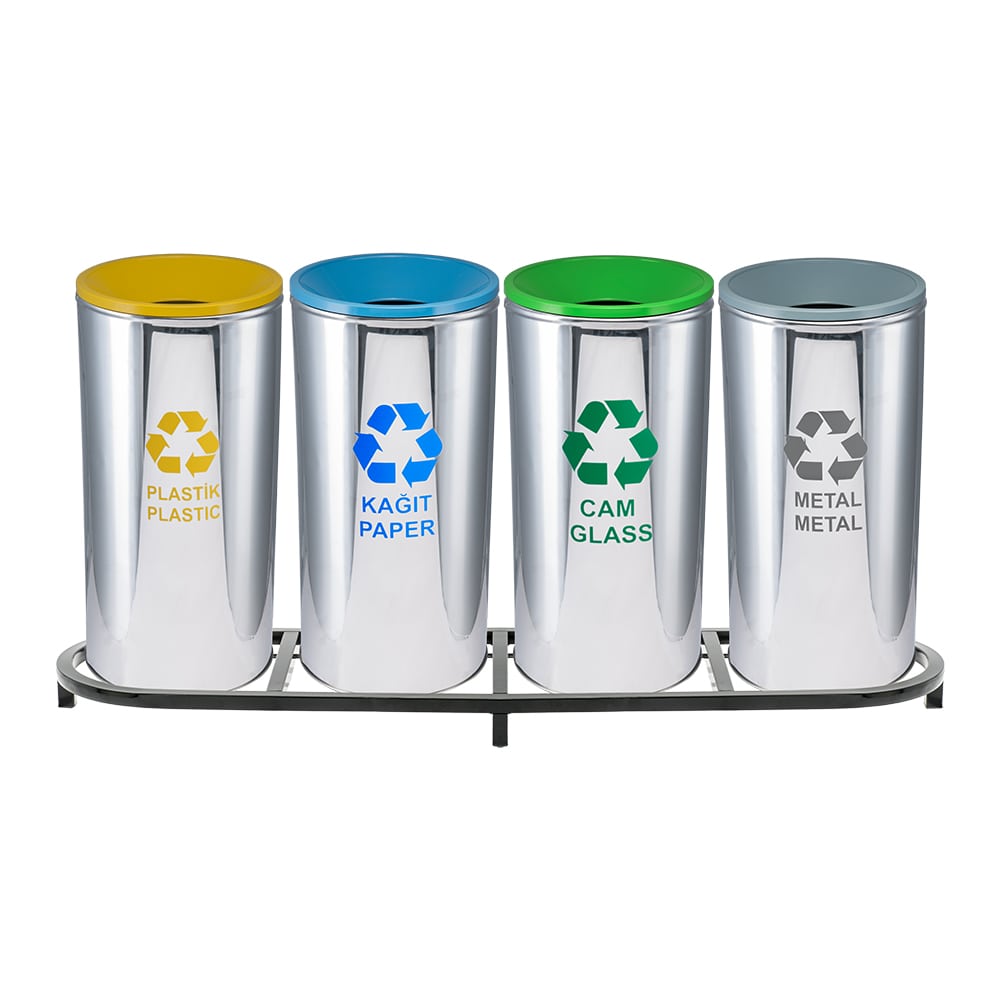 Paslanmaz Sıfır Atık Geri Dönüşüm Standı - 1006A
