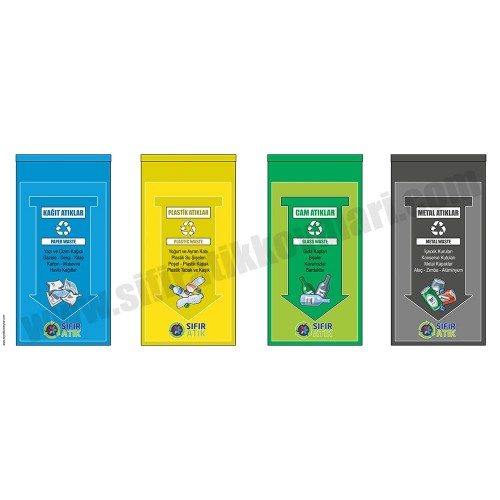4'Lü Sıfır Atık Geri Dönüşüm Panosu