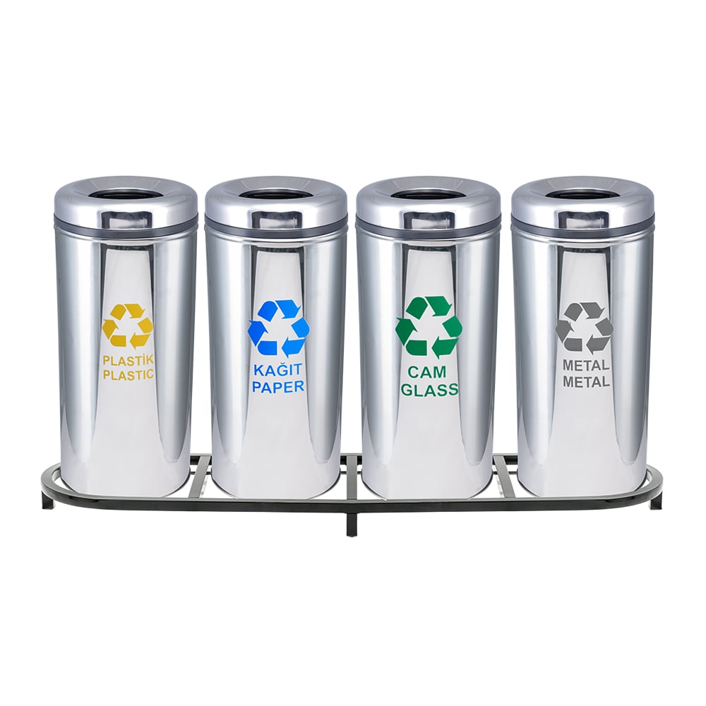 Paslanmaz Sıfır Atık Geri Dönüşüm Standı - 1004A